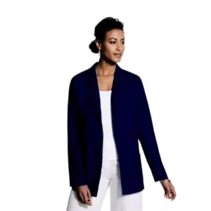 🆕 NEW CHICO'S Linen Blazer Women's Medium Black Summer Jacket Lightweight Beach