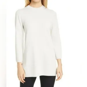 ❤️ NWOT! EILEEN FISHER SILK ORGANIC COTTON MOCK NECK TUNIC SWEATER, SMALL