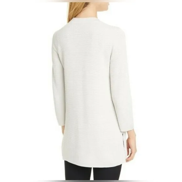 ❤️ NWOT! EILEEN FISHER SILK ORGANIC COTTON MOCK NECK TUNIC SWEATER, SMALL