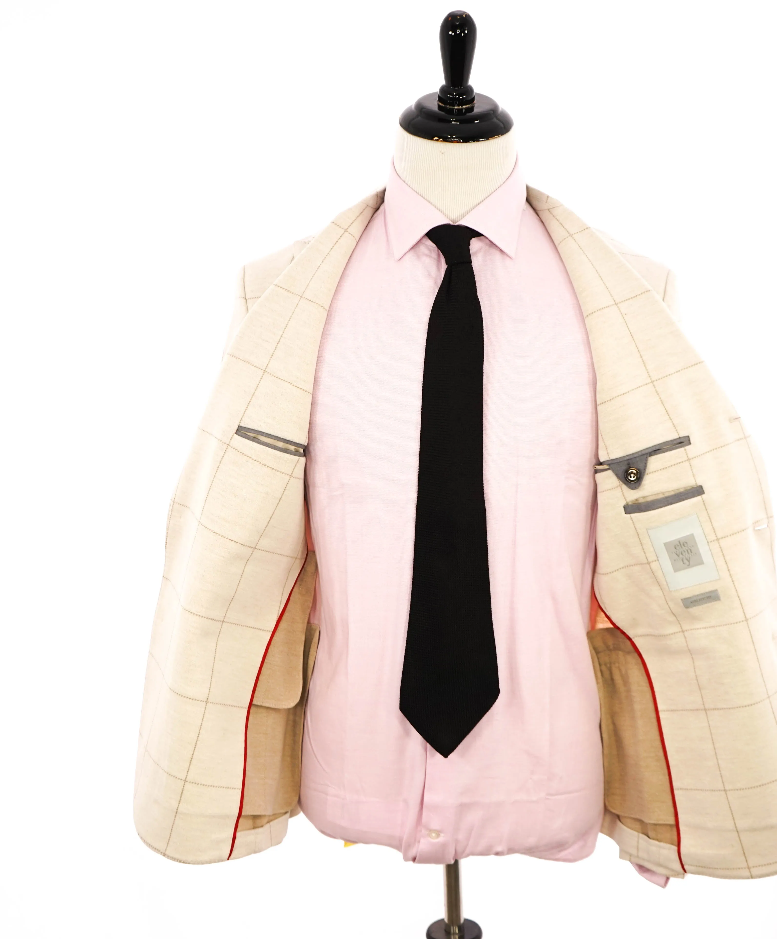 $1,495 ELEVENTY - Windowpane Beige & Ivory Sweater Jacket Blazer - 40US (50 EU)