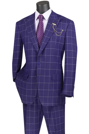 2 Piece Windowpane Suit (Purple) 2RW-2