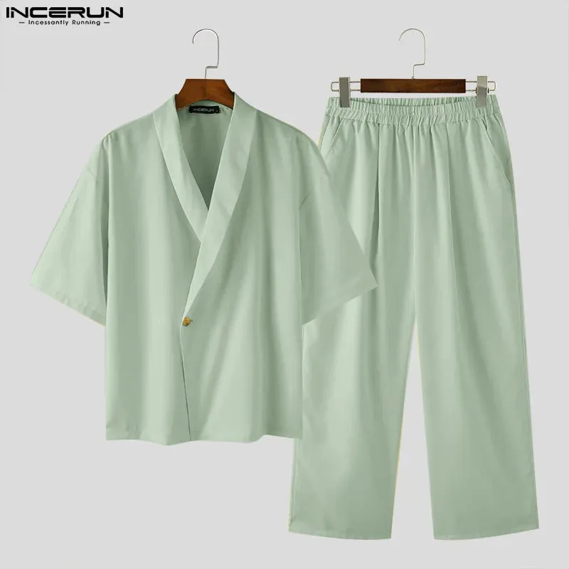 2024 Herren Sets Einfarbiger Blazer Hose Zwei-Teilige Sets Streetwear Locker Mode Casual Anzüge UrbanElegance