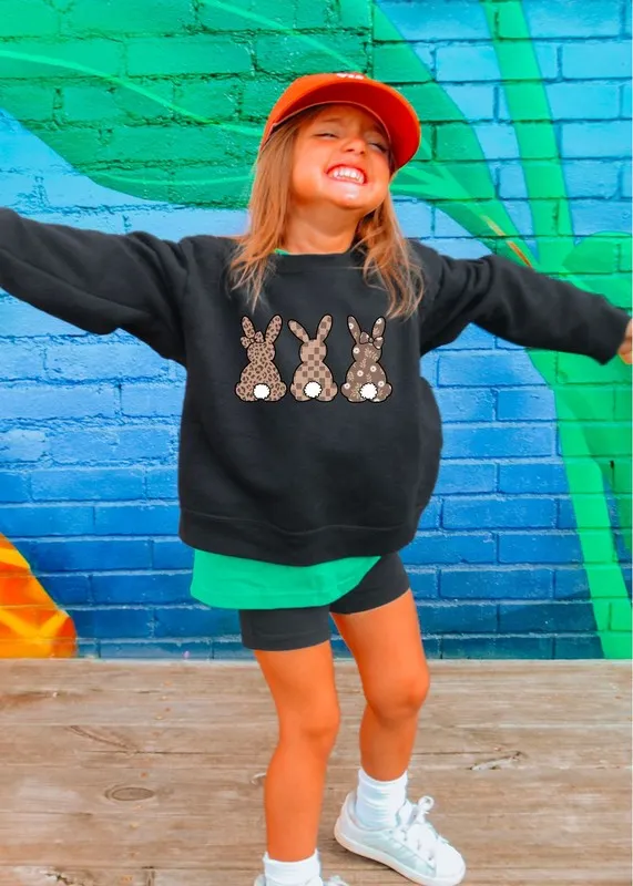 3 Bunnies Brown Toddler Graphic Sweatshirt