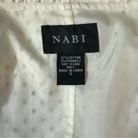 5 for $25! Nabi White Lime Green Ruffle Eyelet Blazer Jacket Size S
