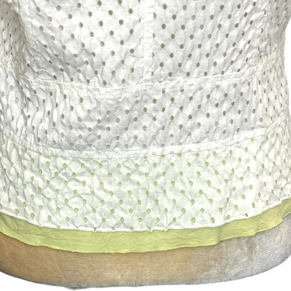 5 for $25! Nabi White Lime Green Ruffle Eyelet Blazer Jacket Size S