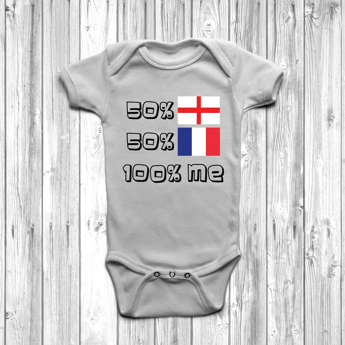 50% English 50% French Baby Grow
