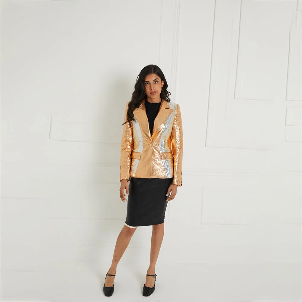 A. A. Spotlight-Single Breasted Metalic Blazer