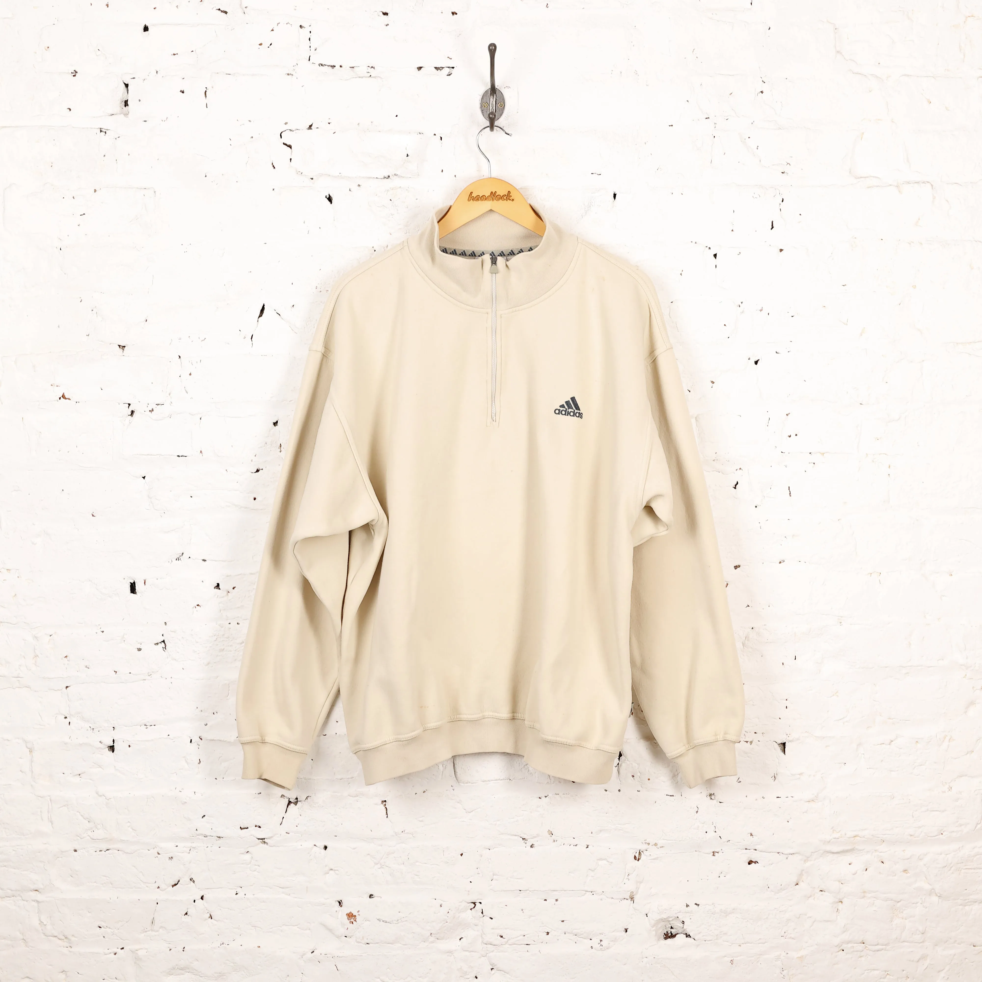 Adidas 1/4 Zip 90s Sweatshirt - Beige - XL