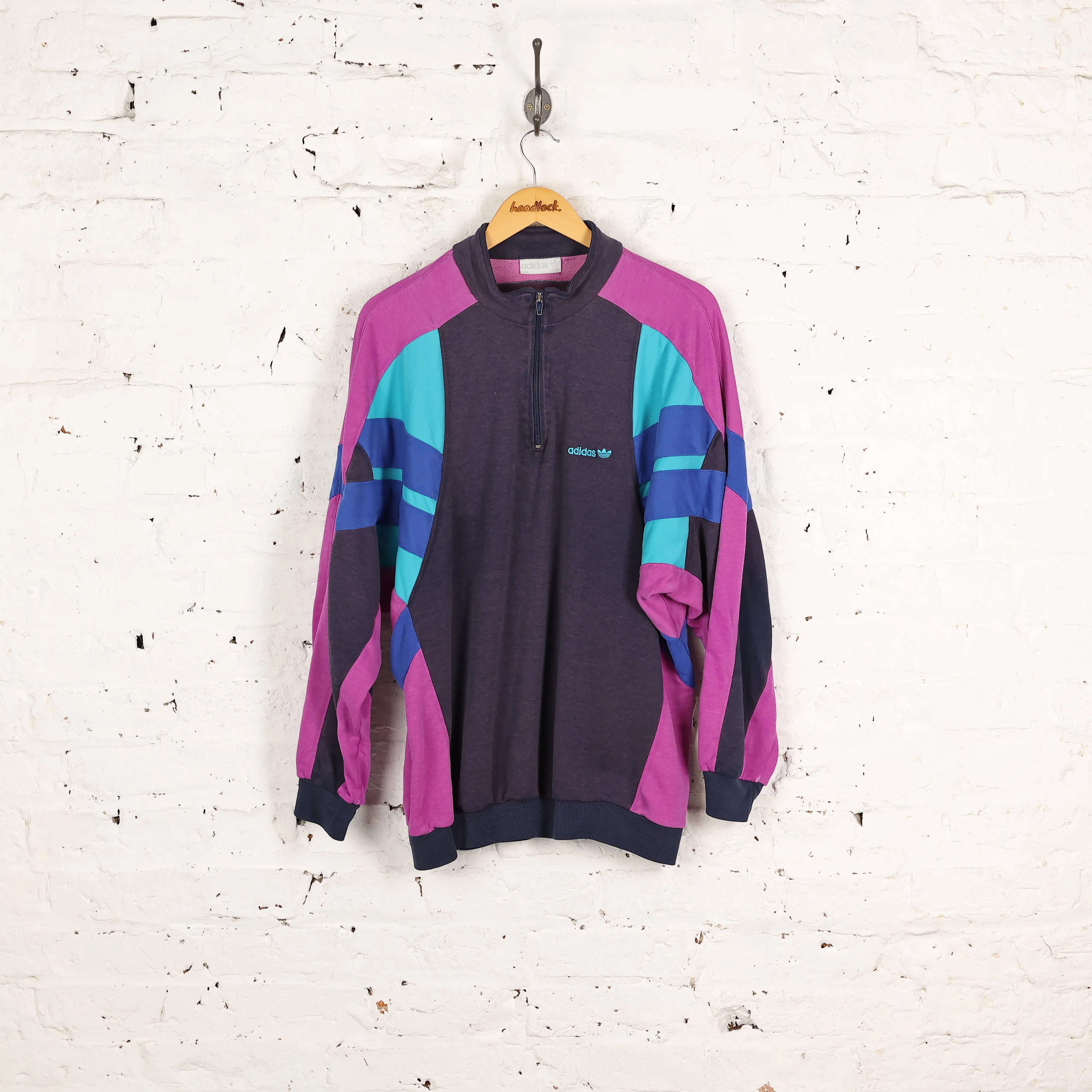 Adidas 90s 1/4 Zip Sweatshirt - Blue - L
