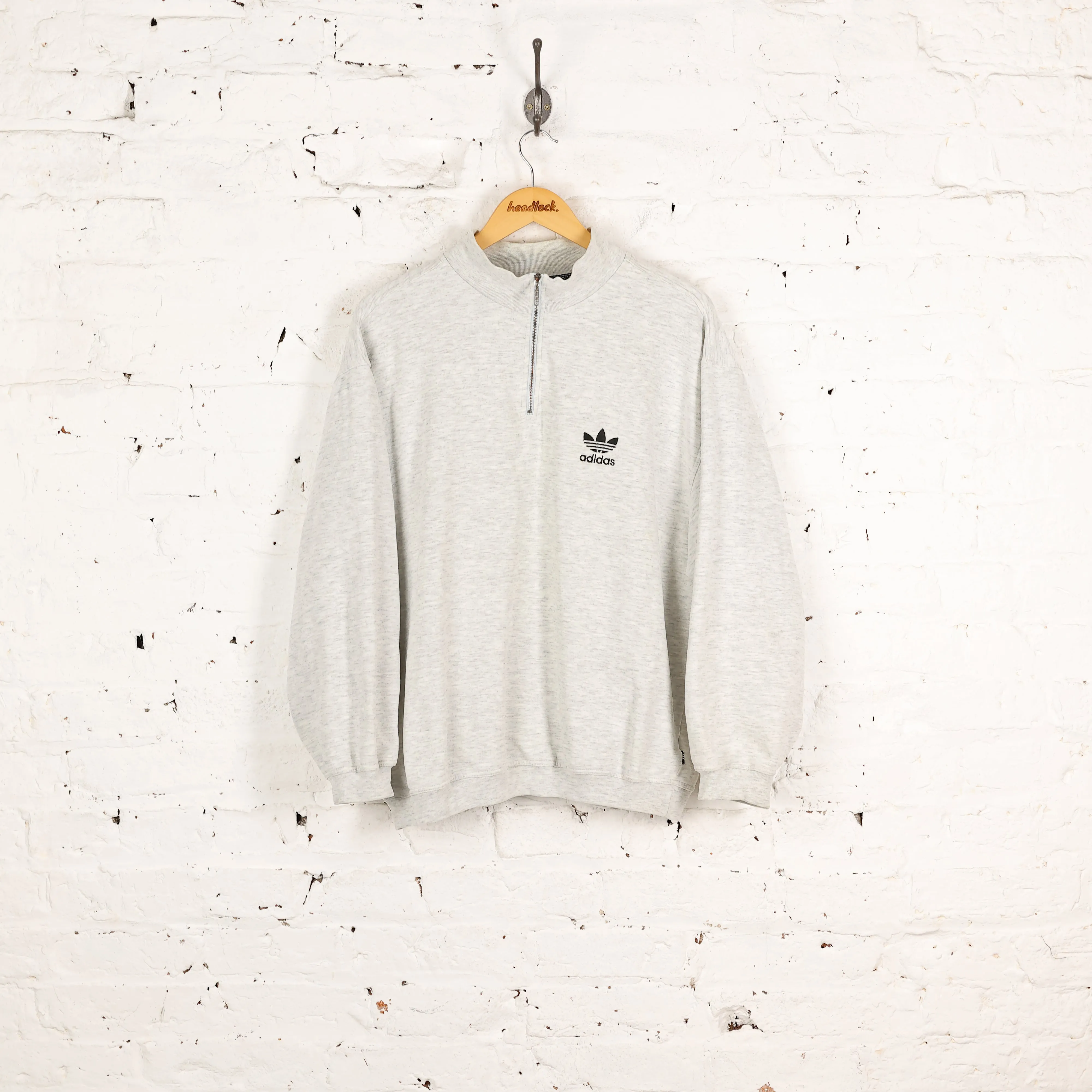 Adidas 90s 1/4 Zip Sweatshirt - Grey - L