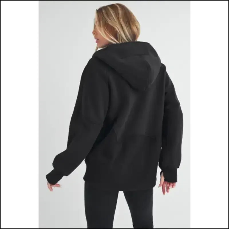 Aemi Co Chic Half Zip Raglan Sweatshirt with Kangaroo Pocket
