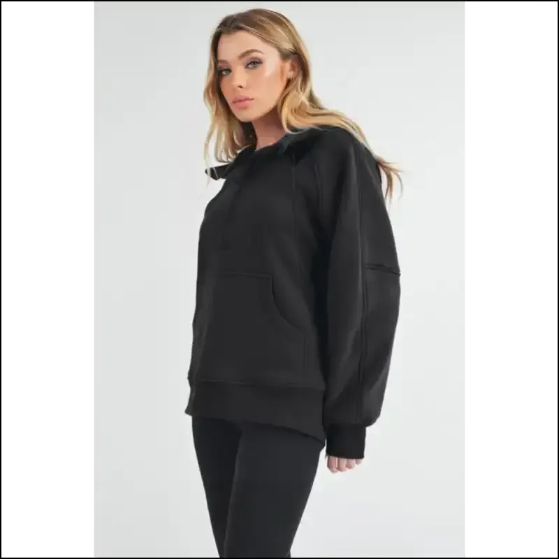 Aemi Co Chic Half Zip Raglan Sweatshirt with Kangaroo Pocket