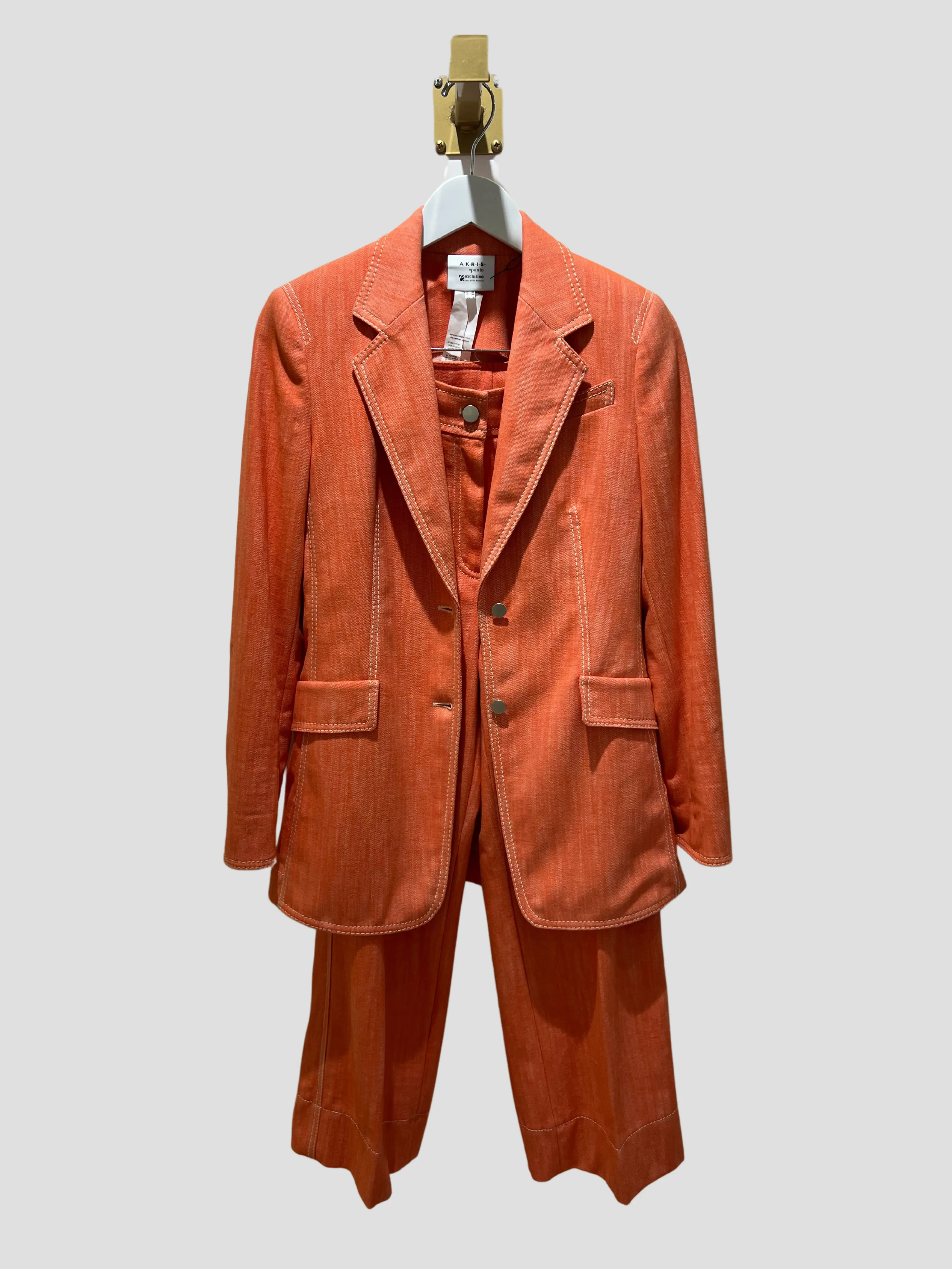 Akris Punto Washed Denim Orange Suit Set