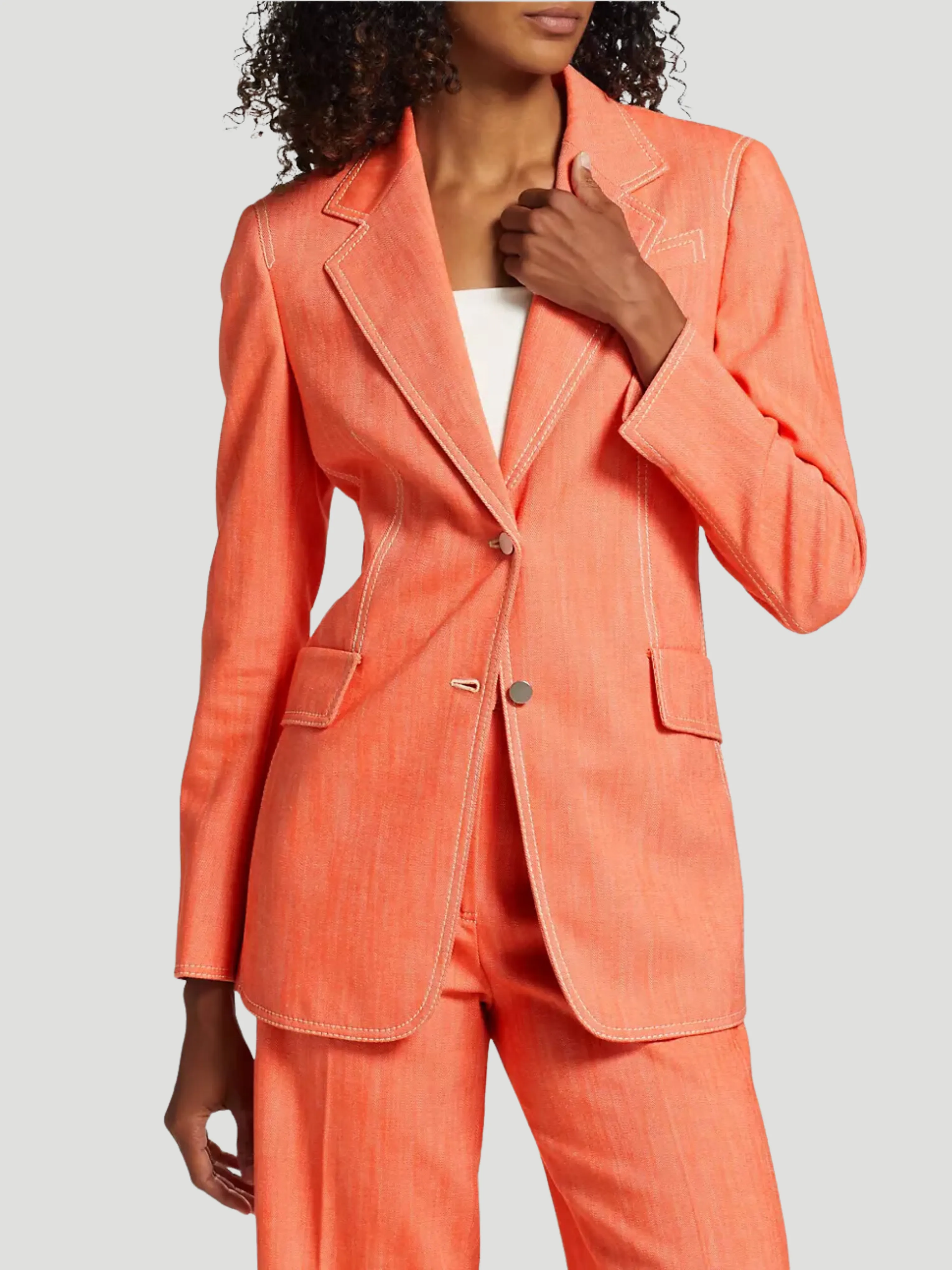 Akris Punto Washed Denim Orange Suit Set