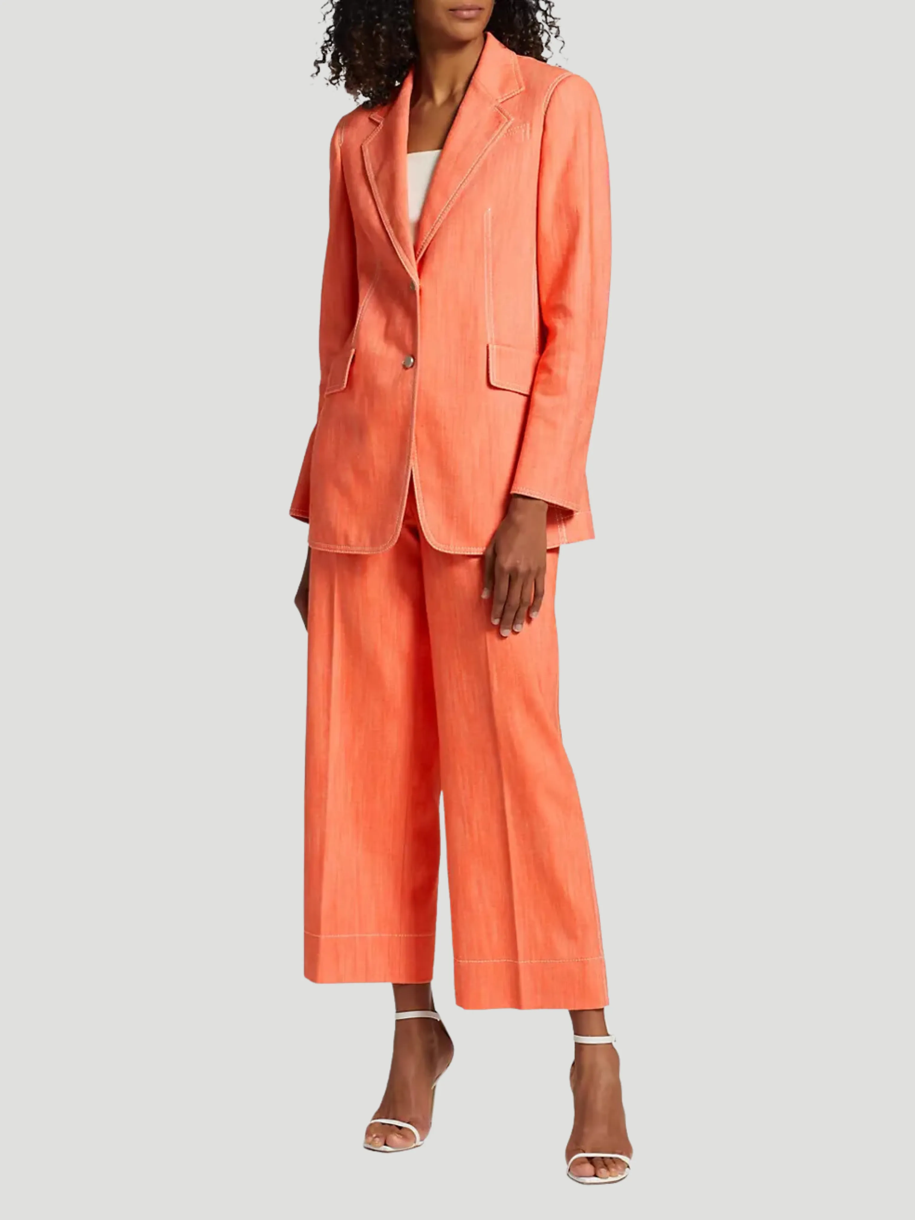 Akris Punto Washed Denim Orange Suit Set