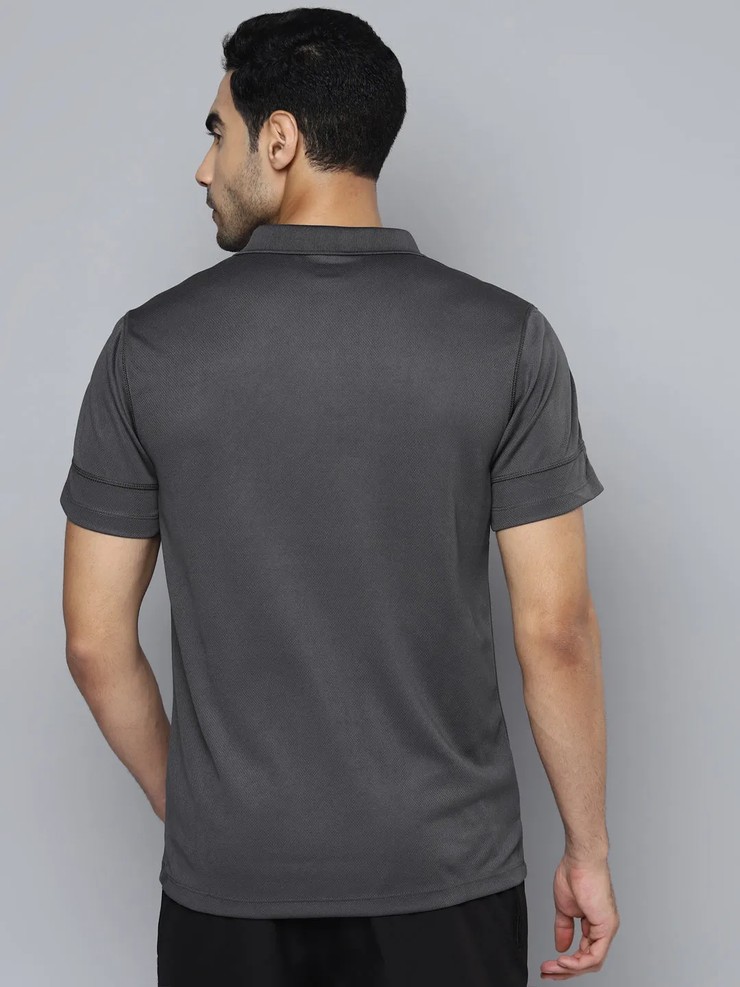 Alcis Men Charcoal Polo Collar Slim Fit T-shirt