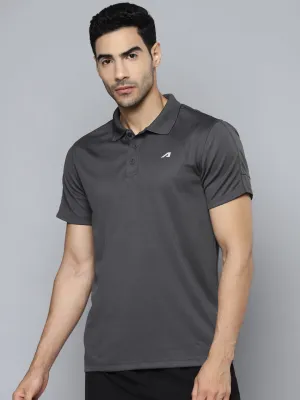 Alcis Men Charcoal Polo Collar Slim Fit T-shirt