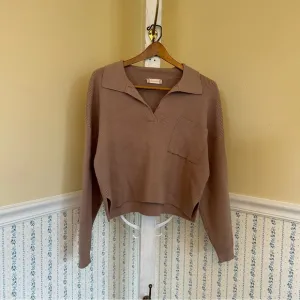 Altar’d State Ribbed Collared Cropped Sweater