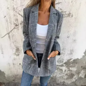 Amelia™ - Lapel Casual Check Blazer