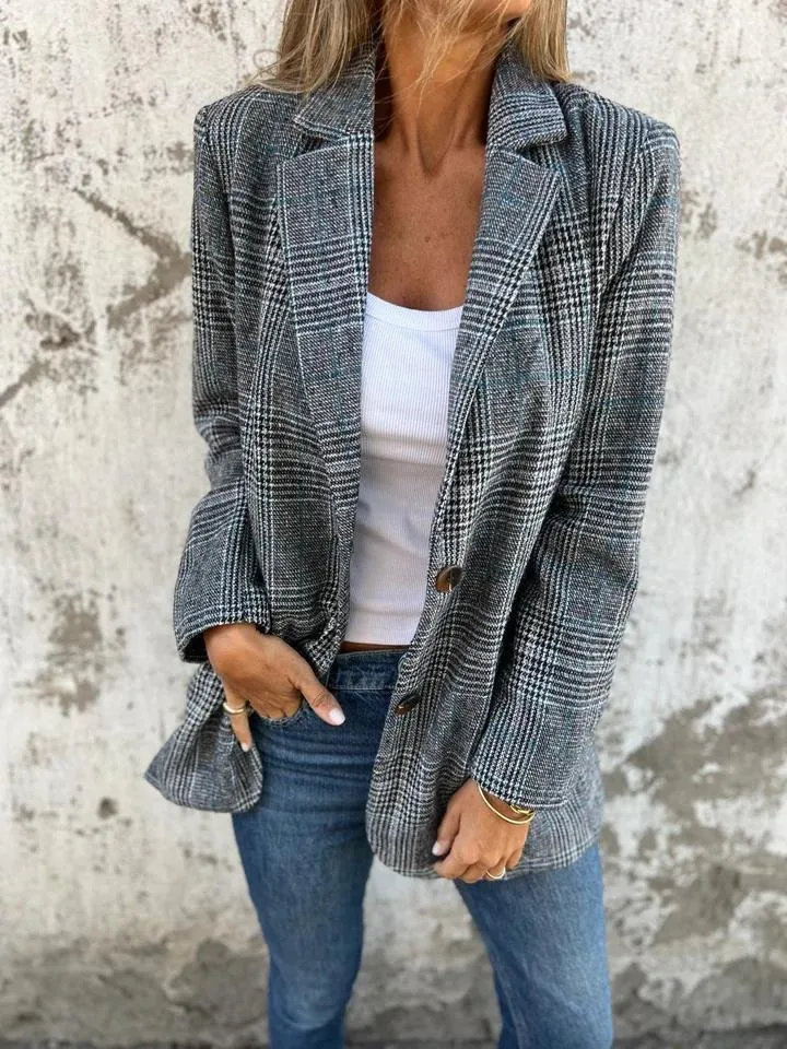 Amelia™ - Lapel Casual Check Blazer