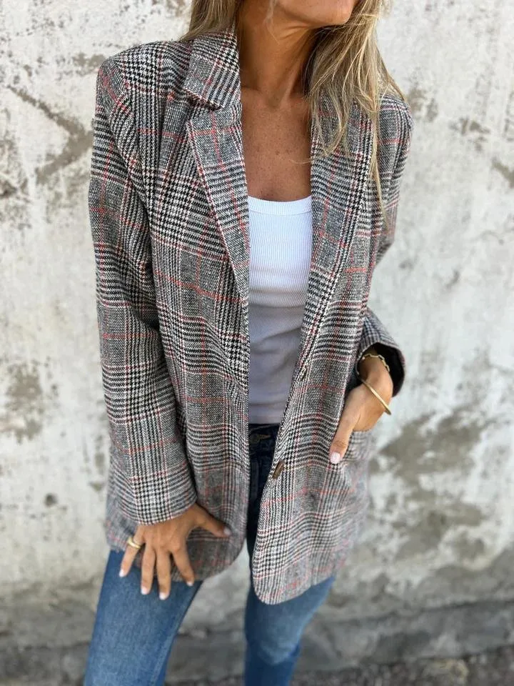 Amelia™ - Lapel Casual Check Blazer