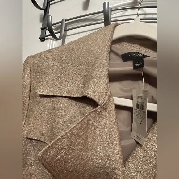 Ann Taylor blazer jacket metallic gold women’s 12 preppy office core holiday NWT