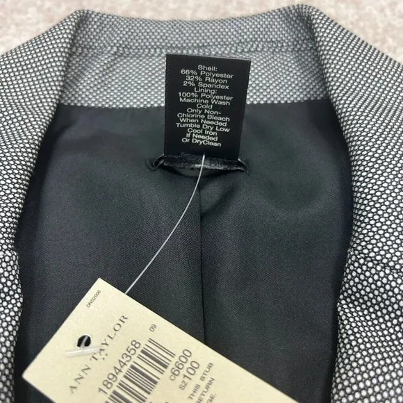 Ann Taylor Factory Blazer Womens Size 10 Black and White Jacket Career Ladies