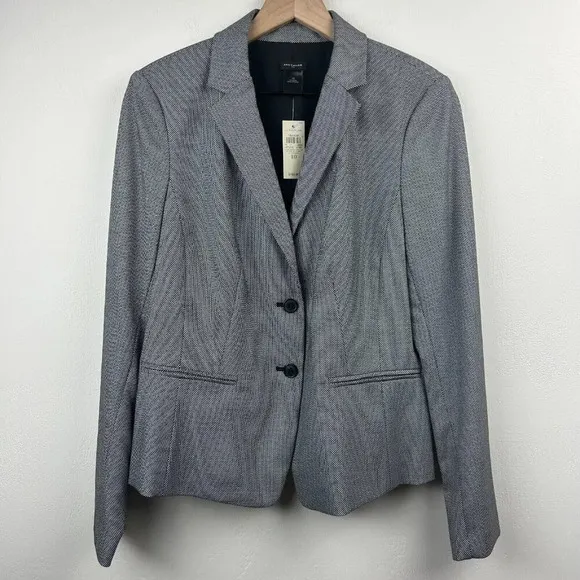 Ann Taylor Factory Blazer Womens Size 10 Black and White Jacket Career Ladies