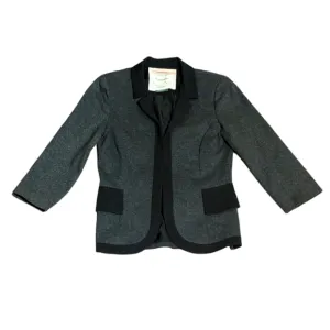 Anthropologie Cartonnier Gray Peplum Blazer Fitted W Black Trim, Size 4 Office