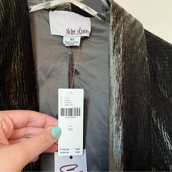 Anthropologie Chloe Oliver Dark Green Suit Jacket Blazer New with Tags Size XS