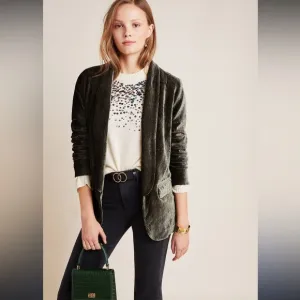 Anthropologie Chloe Oliver Dark Green Suit Jacket Blazer New with Tags Size XS