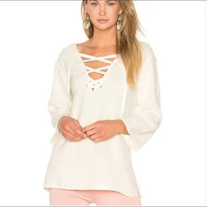 Anthropologie Line &amp; Dot Larch Lace Up Top Sweater size S