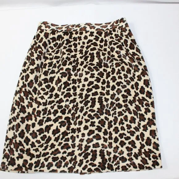 Apart Vintage Blazer &amp; Skirt Suit‎ Tan Tweed &amp; Leopard Print Size 10