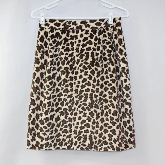 Apart Vintage Blazer &amp; Skirt Suit‎ Tan Tweed &amp; Leopard Print Size 10