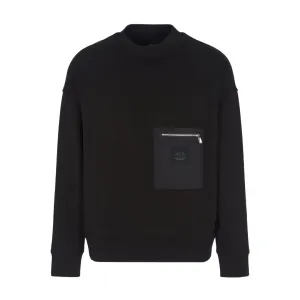 Armani Exchange Crewneck Sweatshirt With Zip-up Pocket Men - BLK