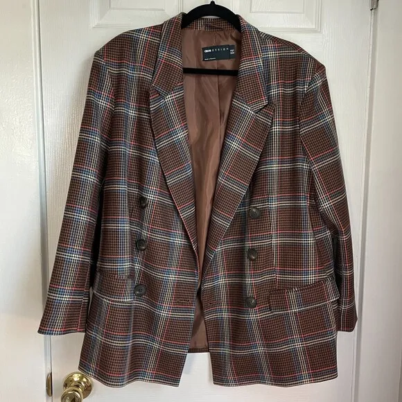 ASOS DESIGN double breasted suit blazer in bold plaid