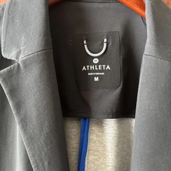 Athleta Urban Commute Blazer Jacket Size Medium Black Travel Career Work