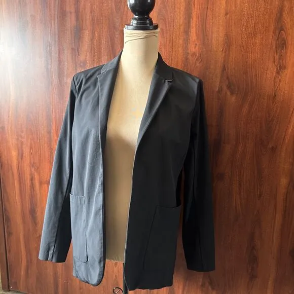 Athleta Urban Commute Blazer Jacket Size Medium Black Travel Career Work