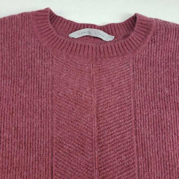 Athleta Wool Cashmere Habitat Sweater Womens Small Pink Long Sleeve Pullover