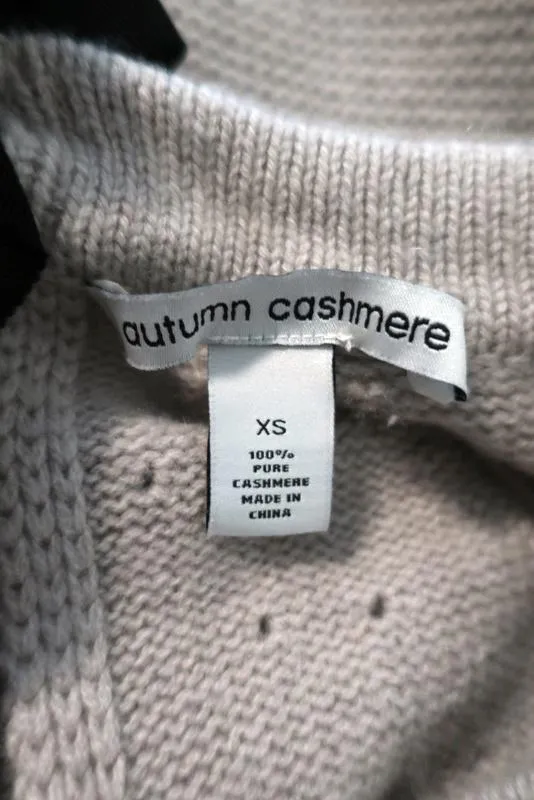 Autumn Cashmere Tie-Back Sweater Light Gray Pointelle Knit Size Extra Small