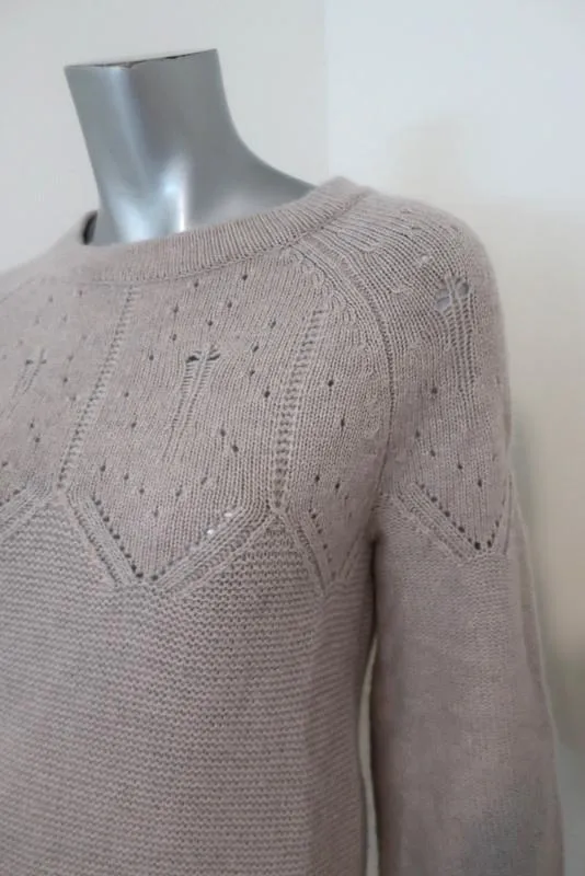 Autumn Cashmere Tie-Back Sweater Light Gray Pointelle Knit Size Extra Small