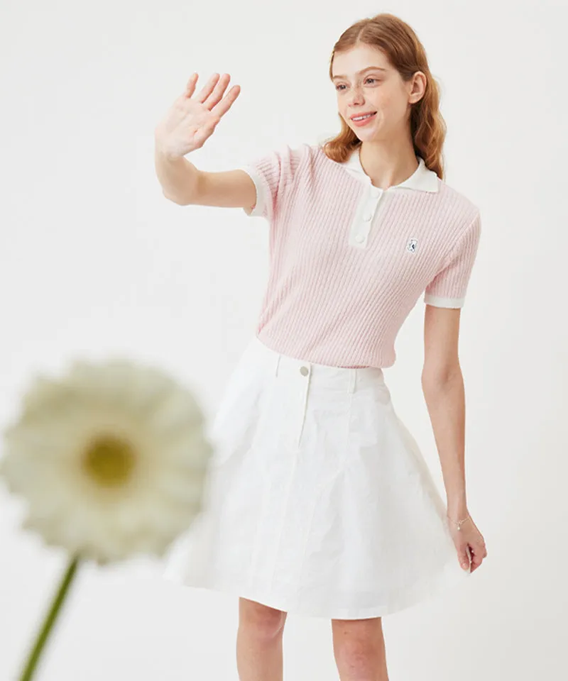 AVEN  Boucle Collar Knit - Pink