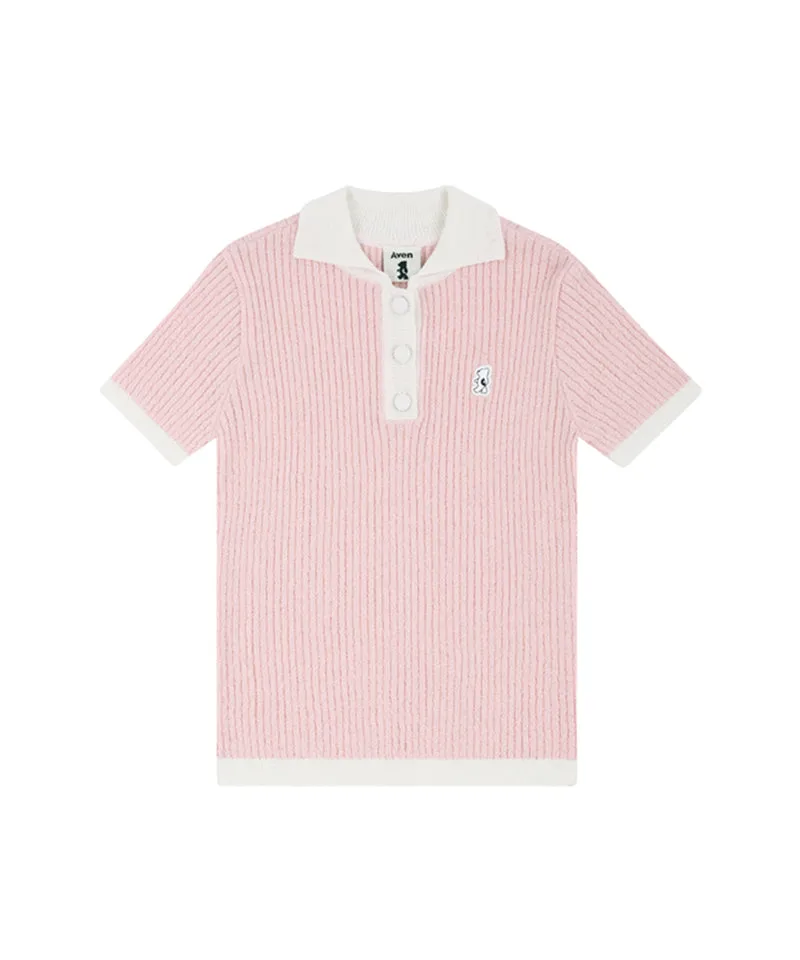 AVEN  Boucle Collar Knit - Pink