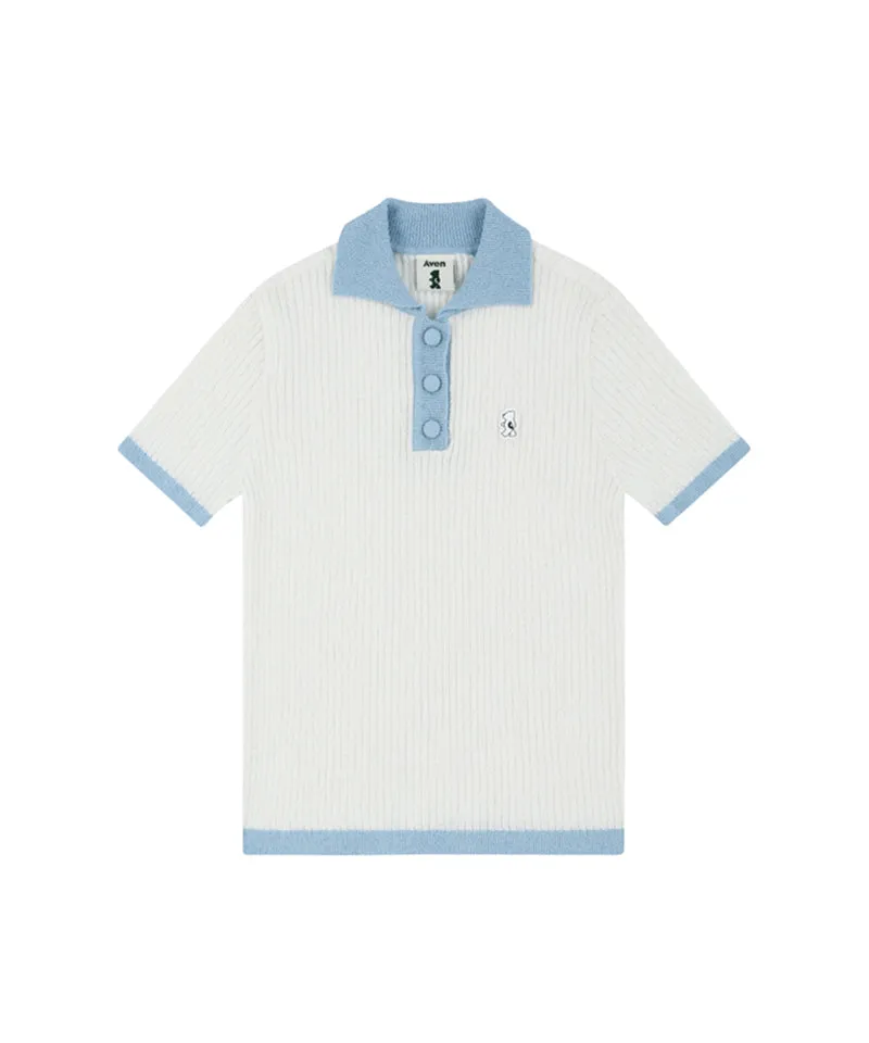 AVEN  Boucle Collar Knit - White