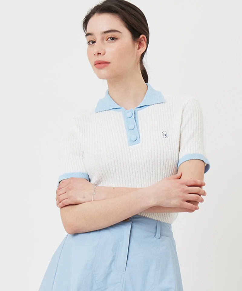 AVEN  Boucle Collar Knit - White