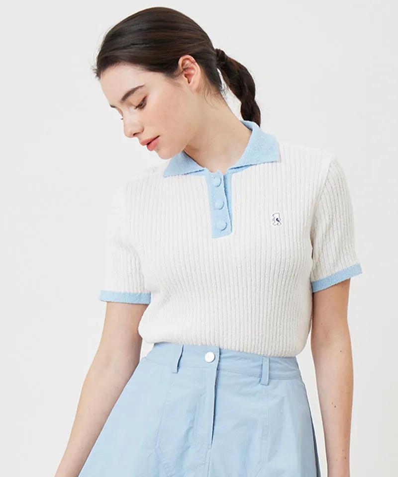 AVEN  Boucle Collar Knit - White