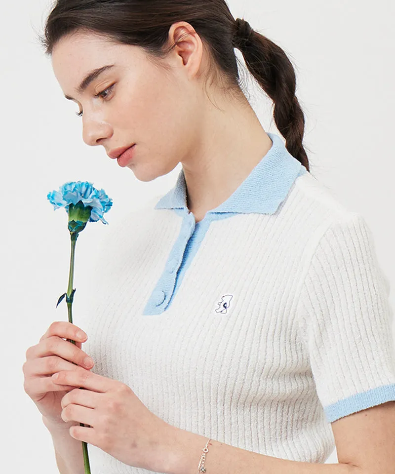 AVEN  Boucle Collar Knit - White