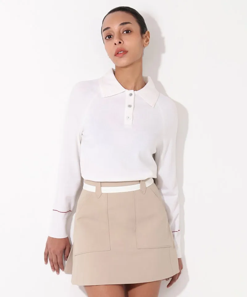 AVEN Women's Basic Polo Knit - White