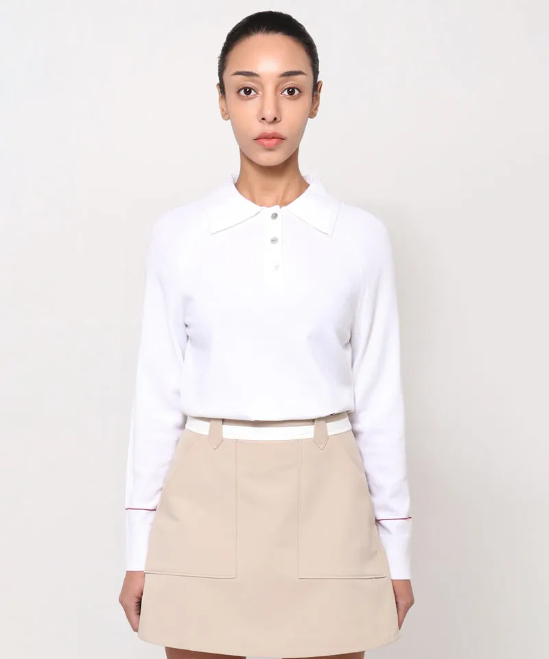 AVEN Women's Basic Polo Knit - White