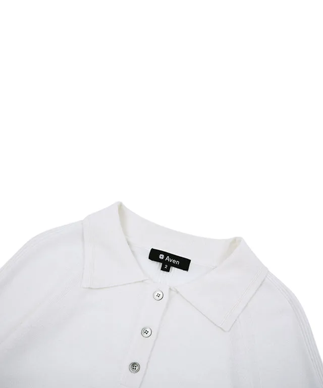AVEN Women's Basic Polo Knit - White
